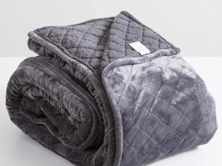 Heston Sherpa Ultra Soft Velvet Blanket GRAPHITE by Renee Taylor Fashion