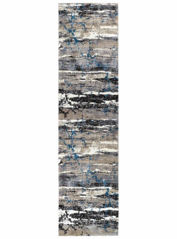 Millard 696 Dark Beige Turquoise Runner Rug by Austex Sale