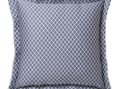 Carnation Denim Quilted Square Filled Cushion by Florence Broadhurst on Sale