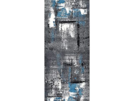 Nova 53A Grey Turquoise Runner Rug by Austex Hot on Sale