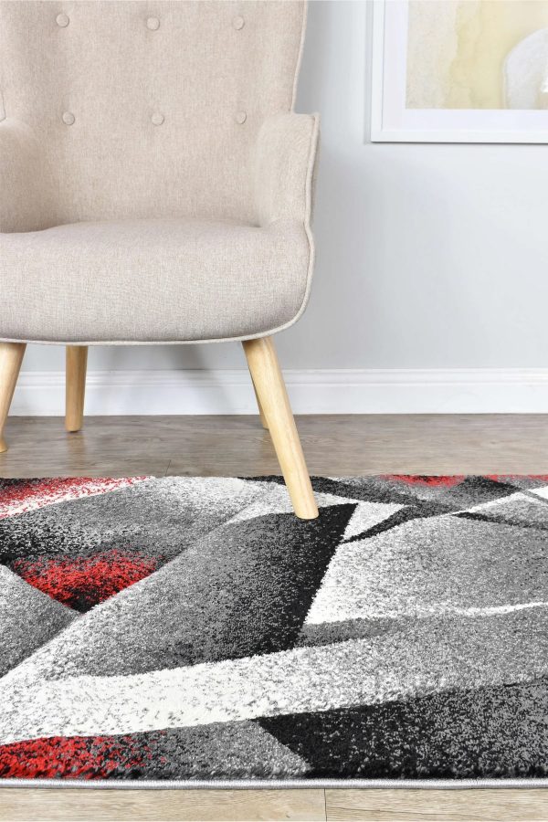 Nova 54B Grey Red Runner Rug by Austex Sale