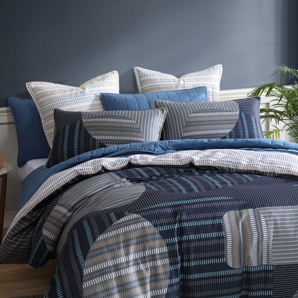 Statham Navy Quilt Cover Set by Logan and Mason For Discount