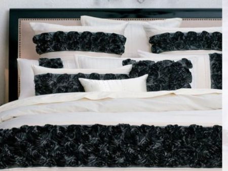 Valentina Black long filled Roses Cushion by Private Collection Cheap