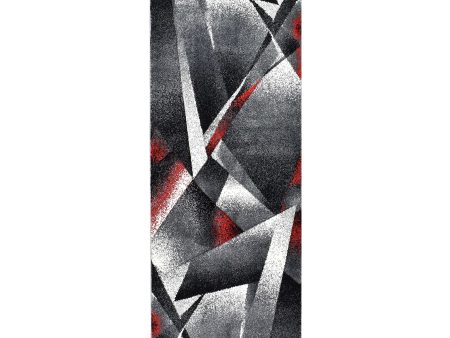 Nova 54B Grey Red Runner Rug by Austex Sale