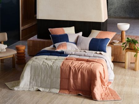 Nimes Patchwork Navy Linen Coverlet by Linen House Cheap