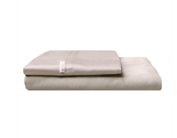 300TC Cotton Percale FITTED COMBO Sheet Set STONE by Logan and Mason on Sale