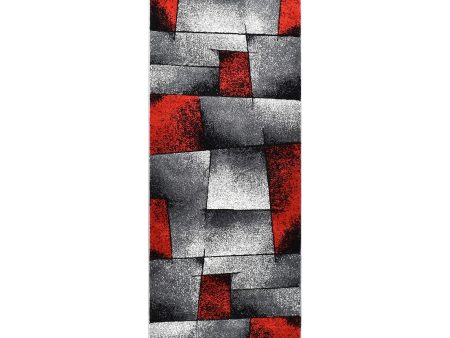 Nova 97A Grey Red Runner Rug by Austex Online