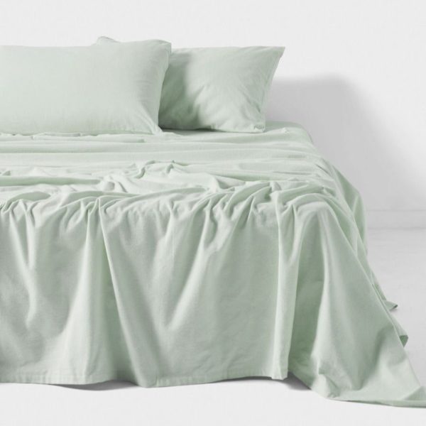 Flannelette Plain-Dyed Mist Sheet Set by LINEN HOUSE Sale