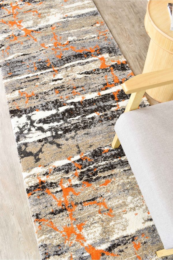 Millard 696 Beige Orange Runner Rug by Austex Online