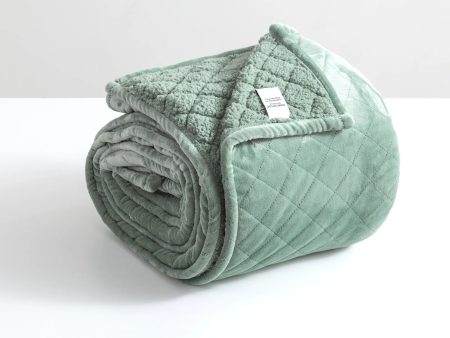 Heston Sherpa Ultra Soft Velvet Blanket EUCALYPTUS  by Renee Taylor For Sale