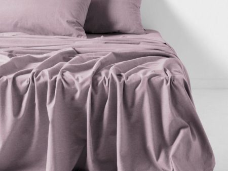 Flannelette Plain-Dyed Lavender Sheet Set by LINEN HOUSE For Sale