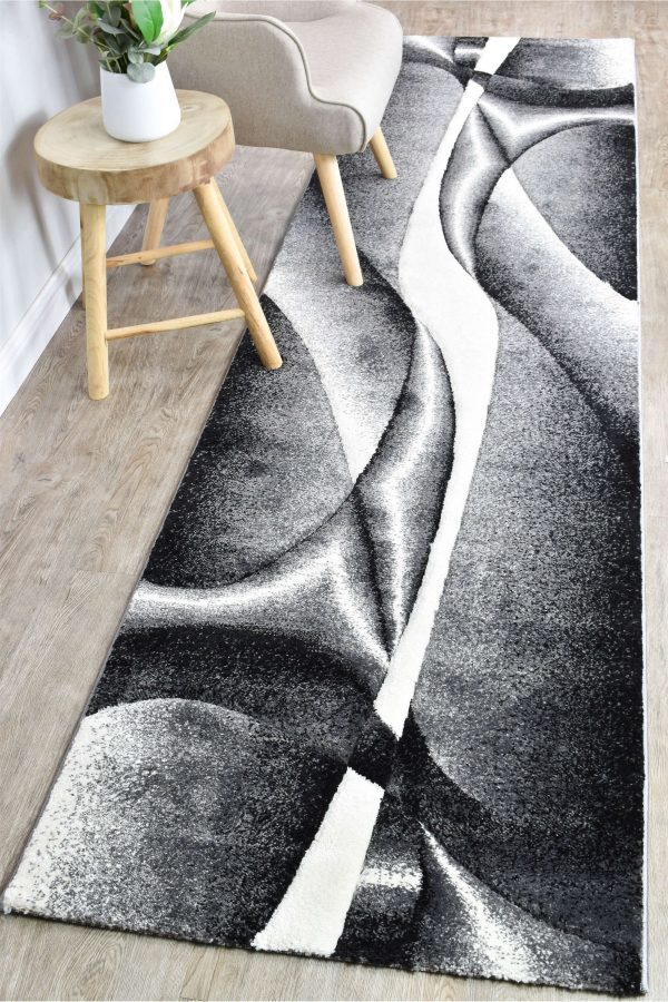 Nova 56A Light Grey Dark Grey Runner Rug by Austex Online Sale