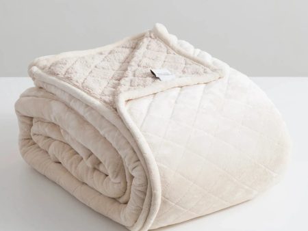 Heston Sherpa Ultra Soft Velvet Blanket STONE by Renee Taylor Sale