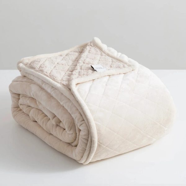 Heston Sherpa Ultra Soft Velvet Blanket STONE by Renee Taylor Sale