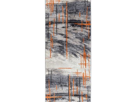 Nova 726A Grey Orange Runner Rug by Austex For Cheap