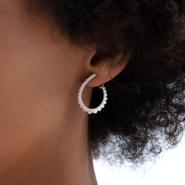 Copy of Aerial Regal Diamond Hoops (medium) For Discount