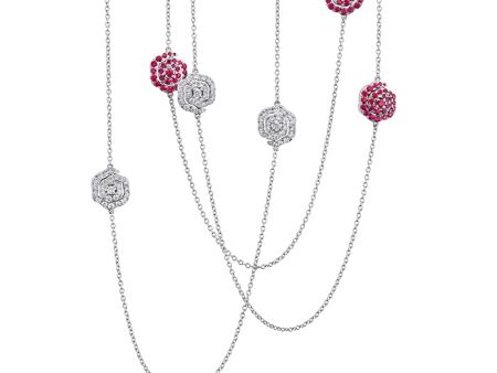 Hearts On Fire Lorelei Diamond and Ruby Floral Station Necklace Sale