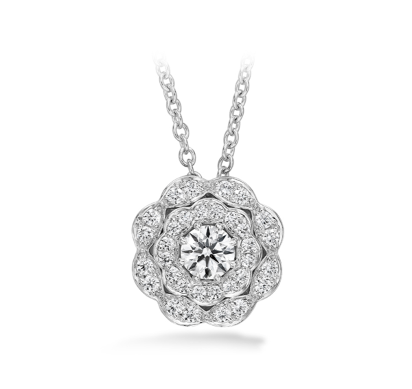 Lorelei Double Halo Diamond Pendant For Sale