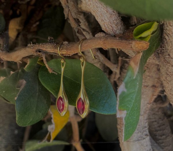 Mariposa H20 Ruby 1.90ctw. Marquise Drop Earrings Set in 18k Yellow Gold Online