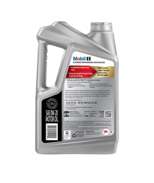 MOBIL 1 EXTENDED PERFORMANCE HGH MILEAGE FOR 20.000 MILES 0W-20 5QT (3 park) Discount