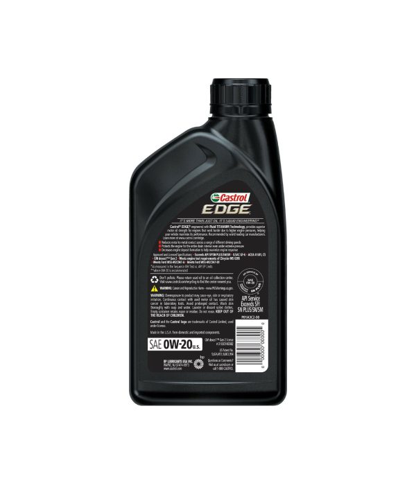 CASTROL EDGE UNLOCK MAXIMUM PERFORMANCE FULL SYNTHETIC SAE 0W-20 1QT (6 pack) Hot on Sale