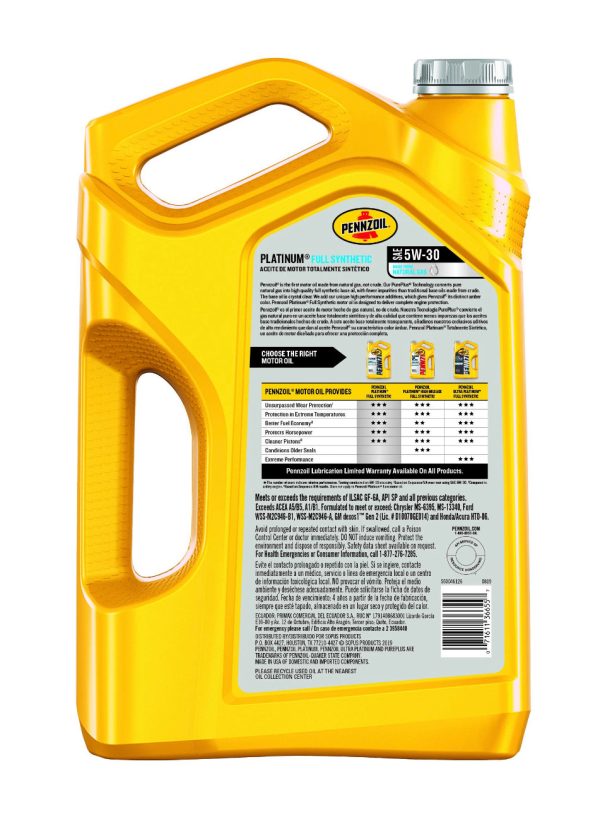 PENNZOIL PLATINUM FULL SYNTHETIC SAE 5W-30 5QT (3 pack) For Cheap