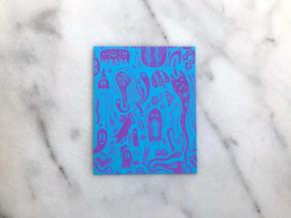 Mostly Ghostly Mini Risograph Print – Neon Blue & Shocking Pink For Discount