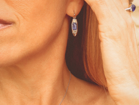 Blue Sapphire & Diamond  Mariner  Earrings Fashion