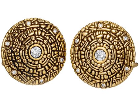 Alex Sepkus 18K Yellow Gold Diamond Shield Button Earrings E-R4 Cheap