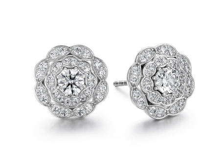 Lorelei Double Halo Diamond Stud Earrings on Sale