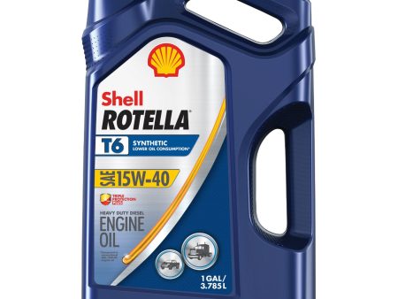 SHELL ROTELLA T6 SYNTHETIC LOWER OIL CONSUMPTION SAE 15W-40 1GAL (3 pack) Fashion