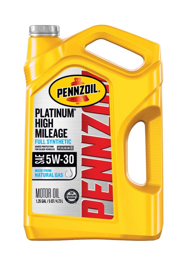 PENZZOIL PLATINUM HIGH MILEAGE FULL SYNTHETIC SAE 5W-30 5QT (3 pack) Online now